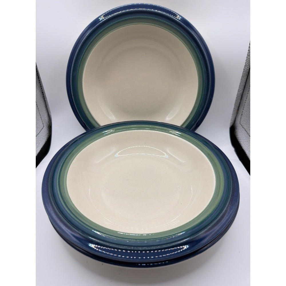 Set of 3 Pfaltzgraff Ocean Breeze 8 1/4" Rim Soup Bowls Made in USA